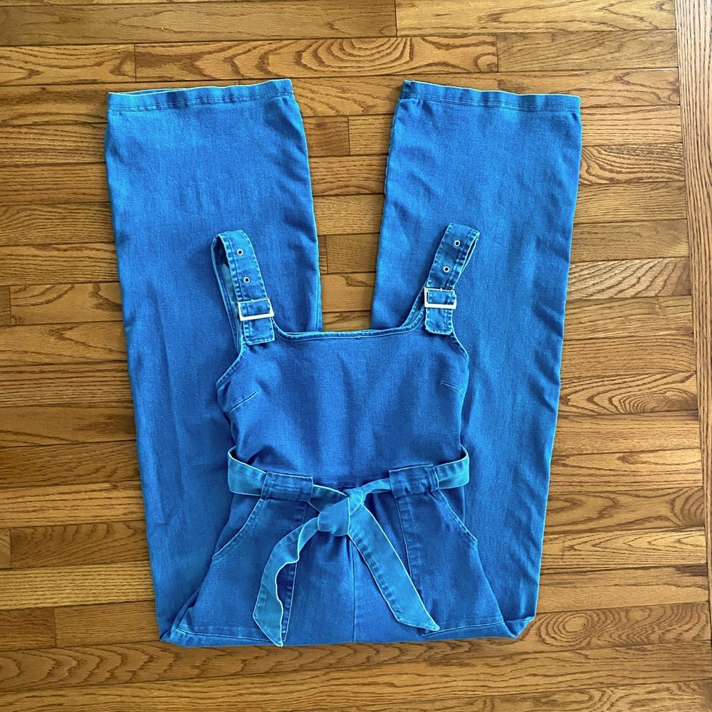 C’est Toi DENIM JUMPSUIT with wide leg